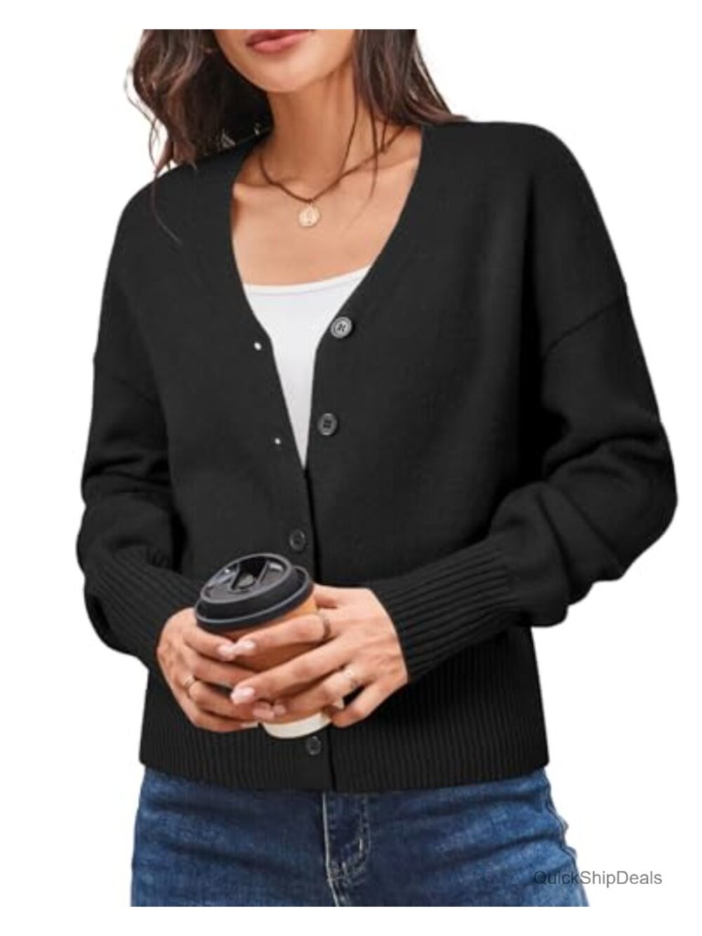 Women's Wool Blend Cardigan Sweater Lightweight Button Down V Neck Long Sleeve